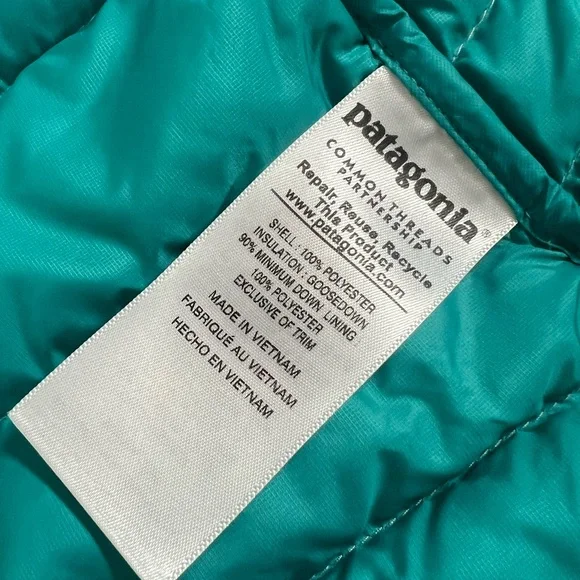 PATAGONIA Hyvent Women Down Sweater Vest Size Small Grey/Turquoise style 84628 - Picture 6 of 11